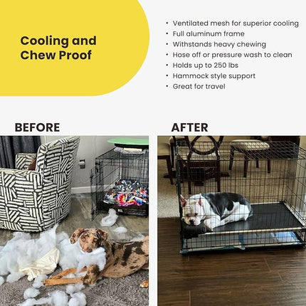 K9 Ballistics Chew Proof Elevated Outdoor Cooling Cot Bed for Large Dogs - Virtually Indestructible, Preassembled, Withstands Aggressive Chewers - L, Black Mesh