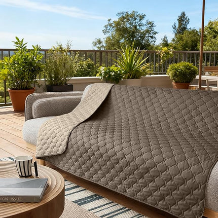 gogobunny 100% Double Sided Waterproof Dog Blanket Soft Pet Bed Cover Reversible Protect Furniture Couch Sofa Car for Puppy Cat Kids (Dark Walnut/Light Walnut, 82x82 Inch (Pack of 1))