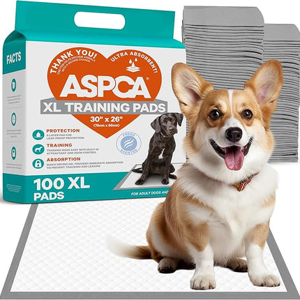 ASPCA - Scented Puppy Pads | Extra Absorbent Dog Training Pads for Cats & Dogs | Leak-Proof Layers | Odor Control & Quick-Dry | Non-Slip & Tear-Resistant | Travel Friendly | Pack of 100 | Size 26"x30"