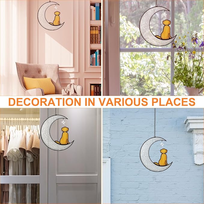 Stained Glass Dog Suncatcher Memorial Gifts for Loss of Pet,Window Hanging Decor in Memory of Dog Passing Away Gifts