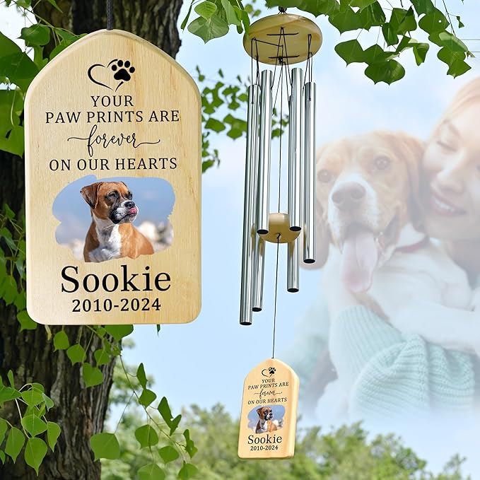 Personalized Pet Memorial Gifts, Pet Memorial Wind Chime, Dog Memorial Gifts, Cat Memorial Gifts, Pet Loss Gifts, Pet Loss Sympathy Gift, Dog Bereavement Gift, Dog Remembrance Gift - Paw Prints