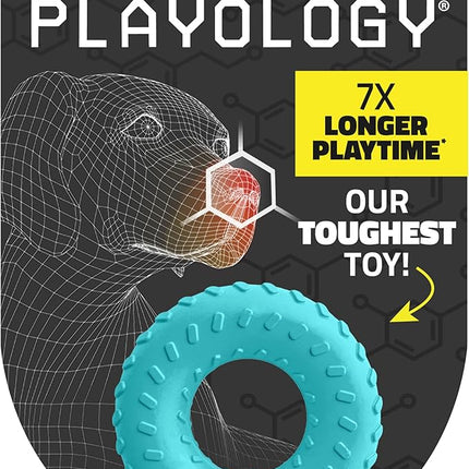Playology Dog Toys | Dual Layer Ring Durable Chew Toy for Aggressive Chewers | Medium Peanut Butter Scented Toy - Easy to Clean and Made from Non Toxic Materials