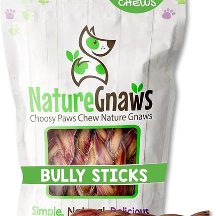Nature Gnaws Braided Bully Sticks for Dogs 5-6" (10 Count) - Long Lasting for Small and Medium Dogs - Natural Beef Dog Chew Bones - Rawhide Free