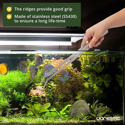 VORESTIC 2 Pcs 15 Inch Tweezers, Heavy Duty Reptile Feeding Tongs, Aquarium Tongs, Reptile Tweezers Feeding, Reptile Tongs, Straight and Curved Long Tweezers for Aquarium and Terrarium