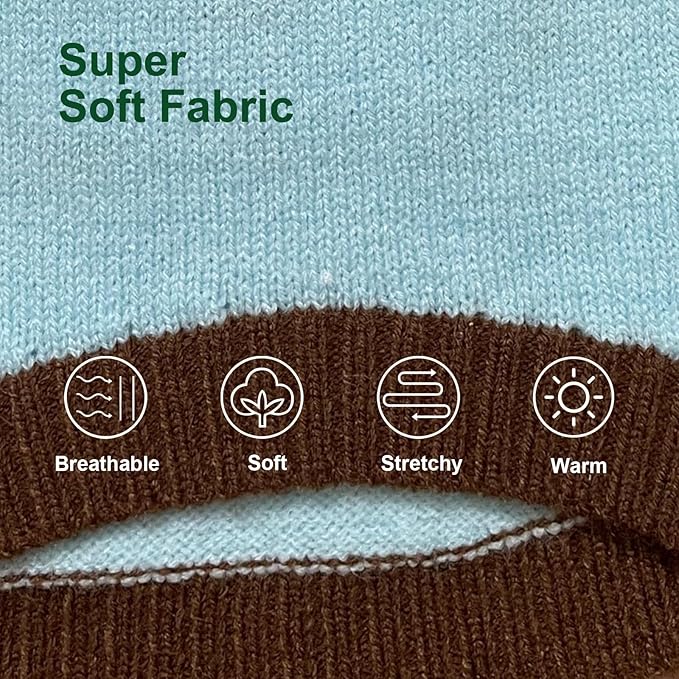 FluffgineerFall/Winter Dog & Cat Sweater - Cozy Knit Pullover for Small Pets, Light Blue with Red Apple Print, Warm & Breathable for Indoors/Outdoors, Anti-Shedding, Soft Yarn (XS/S/M/L/XL) (Large)