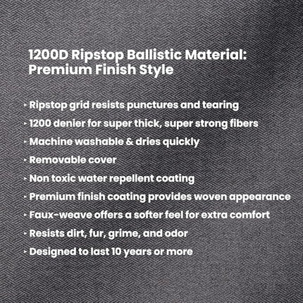 K9 Ballistics Tough Rectangle Pillow Dog Bed - Removable Cover, Washable, Durable & Water Resistant Dog Bed - X-Large, Titanium Premium Finish