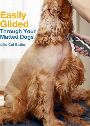 oneisall Dog Clippers for Grooming for Thick Heavy Coats/Low Noise Rechargeable Cordless Pet Shaver with Stainless Steel Blade/Waterproof Dog Shaver for Dogs Pets and Animals (Sliver)