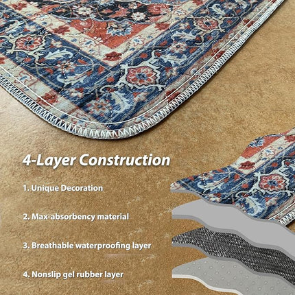 nunubaby 4PACK Washable Pee Pads for Dogs, Stylish, Non-Slip and Leak-Proof Pee Pads. Reusable Potty Pads for Dogs for Crates and Floors.(Red/Floral, 24" x48" )