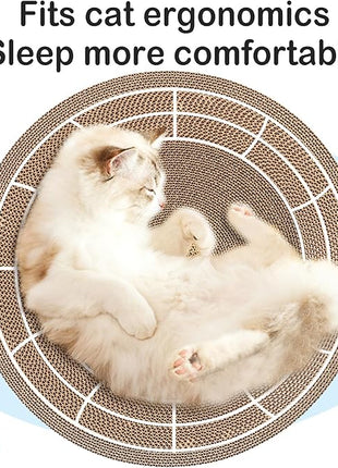 Cat Scratcher, 17.7x17.7 inches Cardboard Cat Scratchers for Indoor Cats, Large Cat Scratching Board, Round Bowl Cat Scratch Pad Bed with Catnip