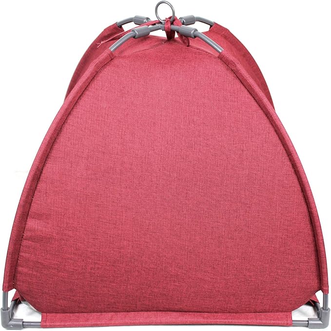 Winsterch Cat Bed Cave for Indoor Cats,Pet Tent Cave for Cats Small Dogs Kitten Bed with Removable Washable Cushion (18.5'' x 18.5'' x 15.8'', W-Red)