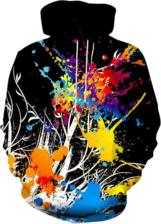 Yasswete Unisex Adults 3D Printed Fashion Hoodies for Men Women Pullover Novelty Sweatshirts with Big Pockets