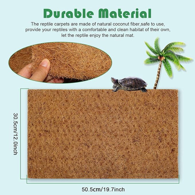 BWOGUE Reptile Carpet Natural Coconut Fiber Tortoise Lizard Mat,3 Pack Pet Terrarium Liner for Lizard Snakes Chamelon Geckos Turtle Bedding Mat Reptile Supplies