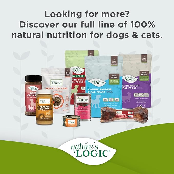 Nature's Logic Dry Dog Food - 100% Natural - No Synthetics - For All Ages, Sizes, Breeds - Free From Common Allergens, High Protein - Rabbit Meal Feast, 4.4lbs