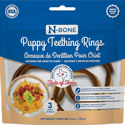 N-Bone Puppy Teething Rings Taste of Texas Queso Con Carne Flavor 3 Count