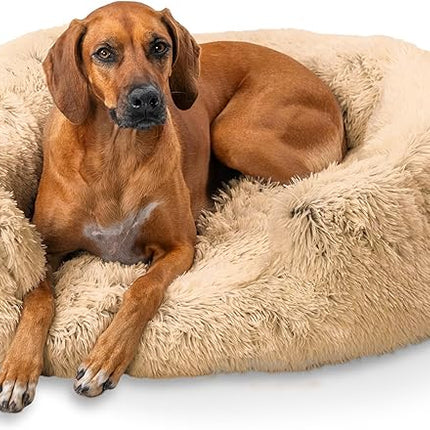 Best Friends by Sheri Shag Lounge Bed Calming Faux Fur Dog Bed, Taupe, Large 36" x 27"
