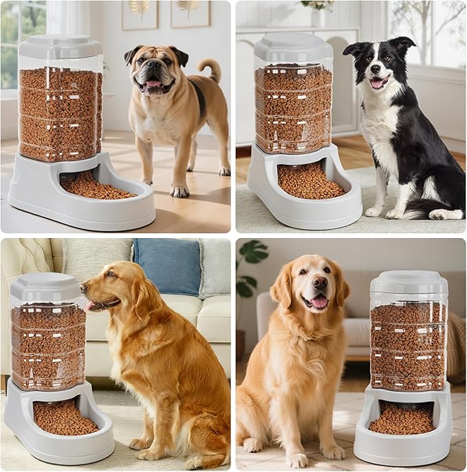 Kenond 9.5L Dog Feeders and Water Bowl Set for Large Dogs, 2.5 Gallon Automatic Water Dispenser, Gravity Dog Food Dispenser