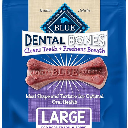 Blue Buffalo Dental Bones for Large Dogs 50 lbs. & Above, Daily Dental Dog Treats, Cleans Teeth & Freshens Breath, 27-oz. (17 Bones)