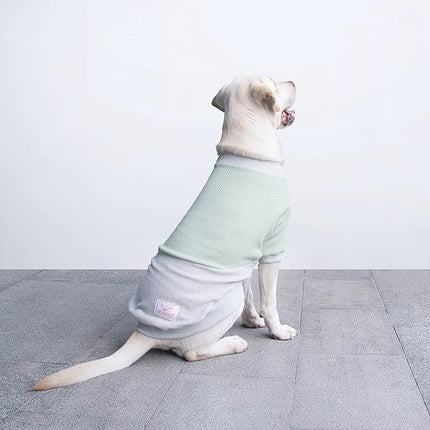 Large Dog Color Block Sweaters Warm Clothes Pullover Sweatshirts for Labrador Dobermann, Green Grey, 5X-Large
