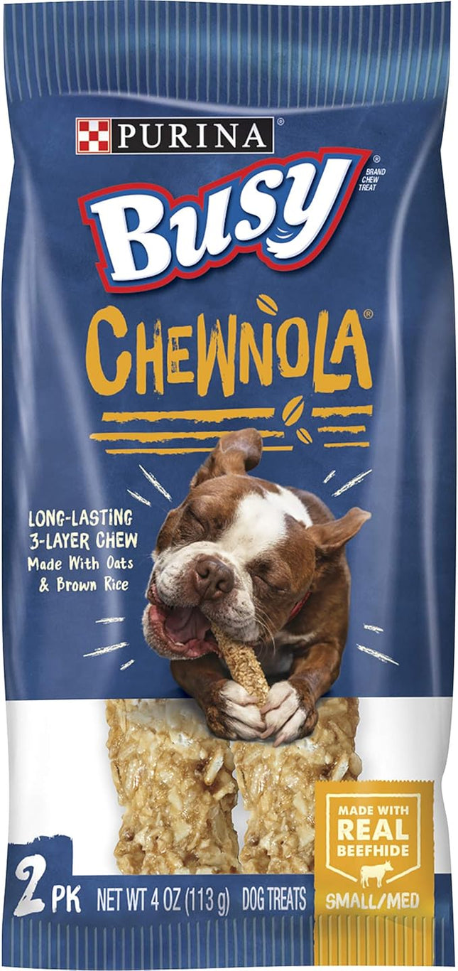 Purina Busy Rawhide Small/Medium Breed Dog Bones, Chewnola With Oats & Brown Rice - 2 ct. Pouch