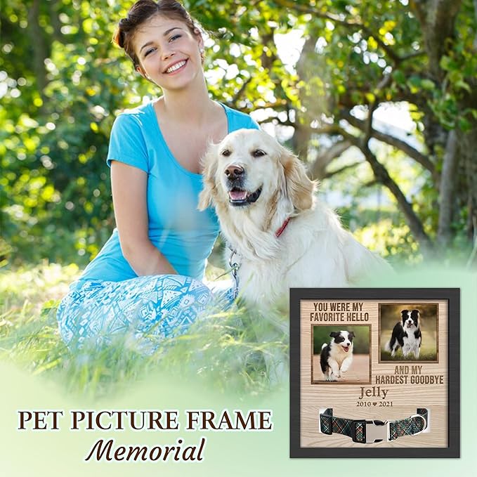 Personalized Pet Memorial Gifts for Dogs, Dog Memorial Gifts for Loss of Dog, Customized Dog Memorial Collar Picture Frame, Pet Loss Sympathy Gifts, Custom Cat Memorial Gifts Plaque