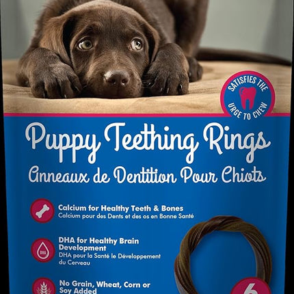N-Bone Puppy Teething Rings Grain-Free Blueberry & BBQ Flavor Dog Treat, 6 Count Bag, 7.2-oz