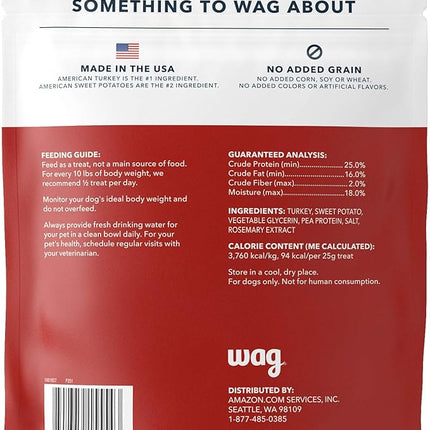 Amazon Brand - Wag Soft & Tender American Jerky Dog Treats – Turkey & Sweet Potato, 16 Ounce (Pack of 1)