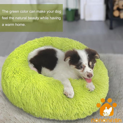 Calming Small Dog Bed - Anti-Anxiety, Machine Washable, Fluffy Luxury, Anti-Slip, Waterproof, Warming, Cozy Soft, Round