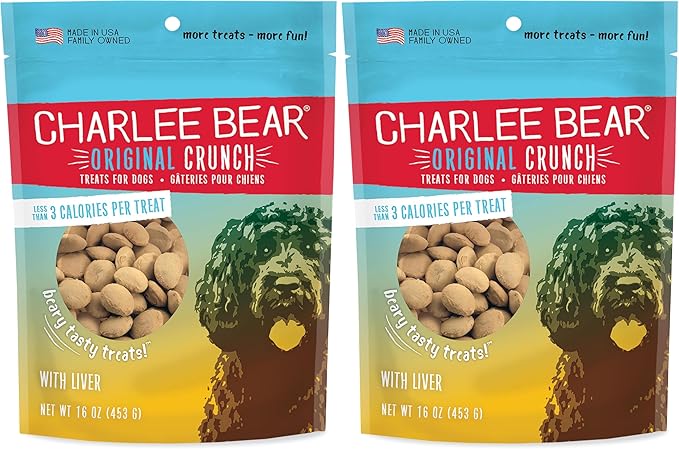 Charlee Bear Original Dog Treats, Chicken Liver, 16 oz (Pack of 2)