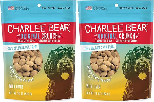 Charlee Bear Original Dog Treats, Chicken Liver, 16 oz (Pack of 2)