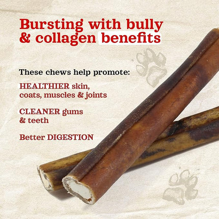 Natural Farm Bully Sticks Stuffed Collagen Sticks for Dogs (12 Inch, 5-Pack), Rawhide-Free Collagen Sticks, Natural Dog Chews, Long Lasting, for Small, Medium and Large Dogs, Great Rawhide Alternative
