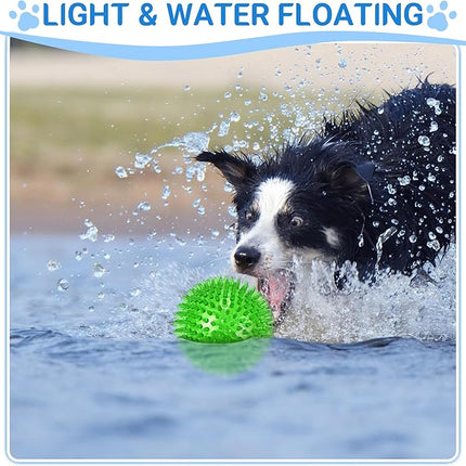 4-Pack Large Squeaky Dog Balls, 4.5" Rubber Spiky Dog Balls for Large Medium Aggressive Chewers Teeth Cleaning, Chew Toy for Training & Boredom Buster