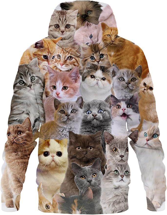 Yasswete Unisex Adults 3D Printed Fashion Hoodies for Men Women Pullover Novelty Sweatshirts with Big Pockets