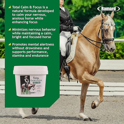 Ramard Total Calm and Focus for Horses Supplement - Magnesium & Calming Formula for Horse Show, Training, & Performance Mental Alertness Without Drowsiness, Show Safe, Perfect Prep for Horses - Pail