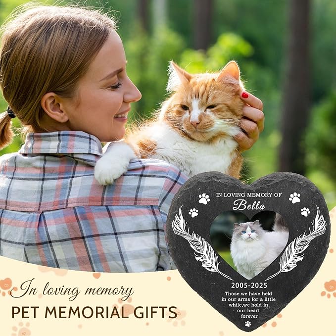 Dog Memorial Gifts for Loss of Dog Cat,Personalized Pet Memorial Stone with Photo Name,Custom Pet Remembrance Gifts,Cat Memorial Sympathy Gift,Dog Passing Away Gifts,Memorial Plaques for Dogs