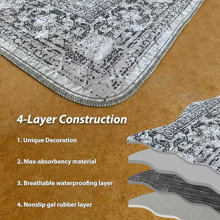 nunubaby 4PACK Washable Pee Pads for Dogs, Stylish, Non-Slip and Leak-Proof Pee Pads. Reusable Potty Pads for Dogs for Crates and Floors.(Gray/Geo, 18" x24")