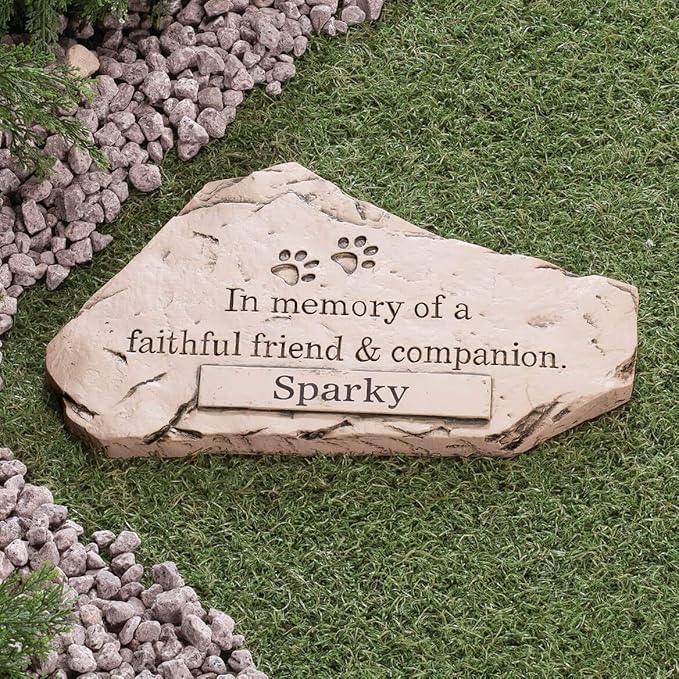 Fox Valley Traders Custom Faithful Friend and Companion Pet Memorial, Customized Indoor/Outdoor Resin Garden Stone