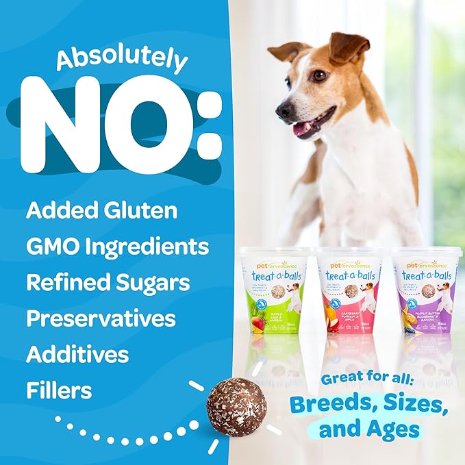 Peanut Butter Dog Treats with Banana & Blueberry - Healthy Dog Treats - Soft, Natural, Grain Free, Low Calorie, Gluten Free, Non-GMO, Clean & Nutritious Ingredients - 18pk