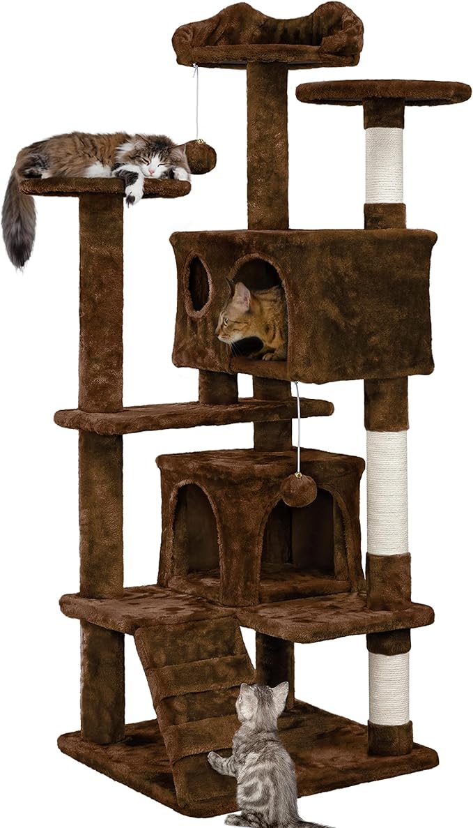 Yaheetech 54in Cat Tree Tower Condo Cat Furniture w/Scratching Post for Kittens Pet House Play