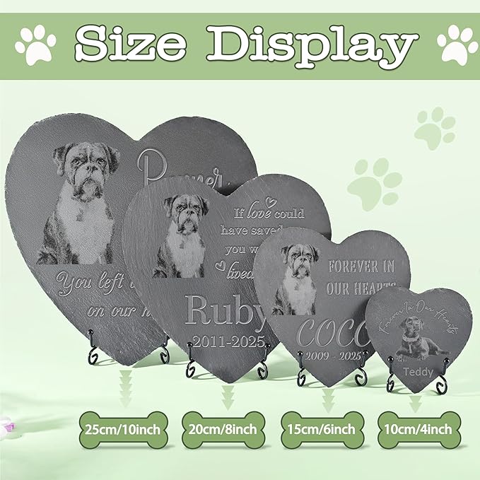 Personalized Pet Memorial Stone, Dog Memorial Gifts, Pet Loss Sympathy Gift, in Memory of Dog Cat - Forever in Our Hearts（Heart）