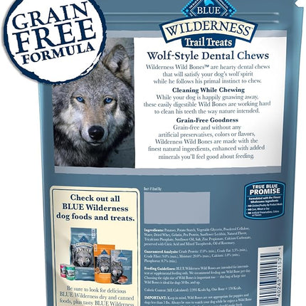 Blue Buffalo Wilderness Trail Treats Wild Bones Large Dental Chews, Grain-Free Dog Bones for Large Dogs Made with Natural Ingredients, 10-oz Bag