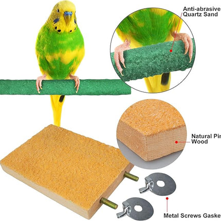 Bird Perches for Conure Stand Natural Wood Platform Bird Nail Trimming Perch Paw Grinding Stick for Parakeet Cockatiels Parrot Perch Bird Cage Accessories
