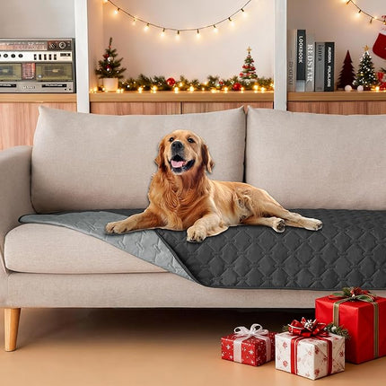 gogobunny 100% Double Sided Waterproof Dog Blanket Soft Pet Bed Cover Reversible Protect Furniture Couch Sofa Car for Puppy Large Dog Cat (Dark Charcoal/Light Charcoal, 30x70 Inch (Pack of 1))