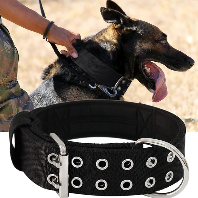 Dog Collar for Large Dogs - 2 in Black Collars with Handle for Extra Large Breed Dogs, Heavy Duty K9 Nylon Pet Tactical Collar XL, Best Choice for Pitbull Doberman Rottweiler 22"-27"