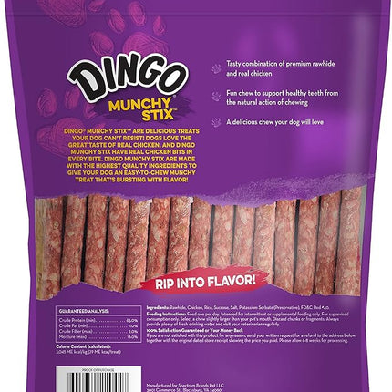 Dingo Munchy Stix for Dogs, Made with Real Chicken Treats for Small, Medium, and Large Breads 50-Count