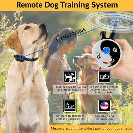 Educator E-Collar Dog Training Collar, Rechargeable Remote + Finger Clicker, for Small to Medium Dogs, Humane Tapping Stimulation, 100 Levels, Tone, Light, 1/2 Mile 2 Dogs, Zen