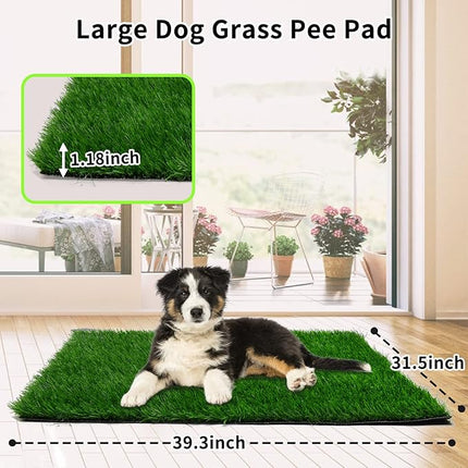Grass Pad for Dogs 39.3 x 31.5 inches Strong Absorbency Soft Artificial Grass for Pets Potty Training, Easy to Clean Fake Grass for Dog Indoor Outdoor Use(1 Pack)