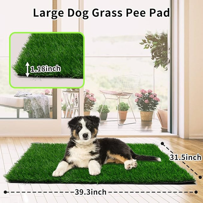 Grass Pad for Dogs 39.3 x 31.5 inches Strong Absorbency Soft Artificial Grass for Pets Potty Training, Easy to Clean Fake Grass for Dog Indoor Outdoor Use(1 Pack)