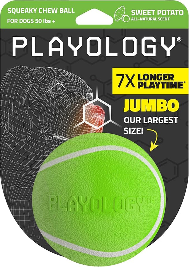 Playology Dog Toys | Squeaky Chew Ball - Bouncy Durable Floating Fetch Ball for Dogs | Jumbo Sweet Potato Scented Toy - Easy to Clean and Made from Non Toxic Materials