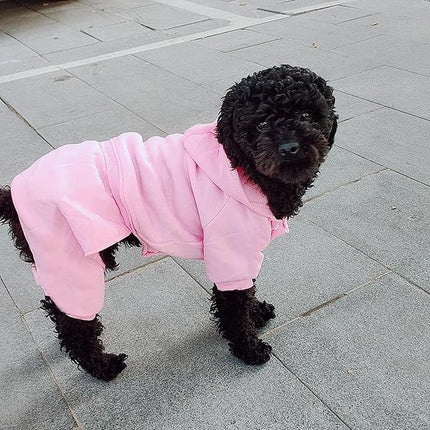 LifeWheel Hoodie, Pet Jumpsuit Fleece Sweatshirt Buttons, Clothes, LifeWheel Cold Weather Coats, Pajamas, Winter Warm Cotton Puppy Hoodie 4 Legs Small Medium Large Dogs Cats Boy Girl Black + Pink