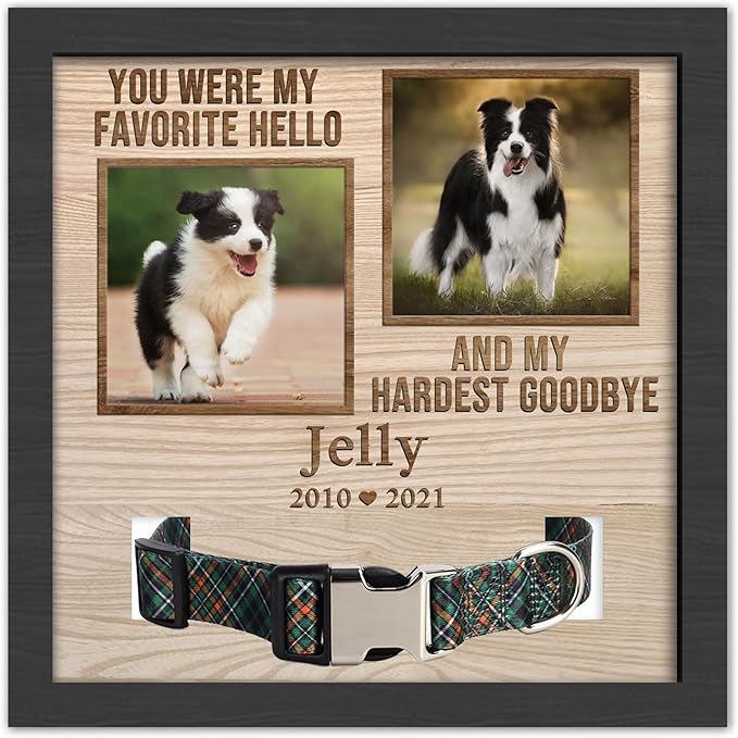 Personalized Pet Memorial Gifts for Dogs, Dog Memorial Gifts for Loss of Dog, Customized Dog Memorial Collar Picture Frame, Pet Loss Sympathy Gifts, Custom Cat Memorial Gifts Plaque